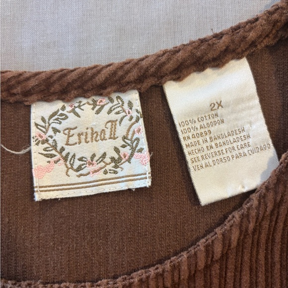 Vintage Erika Brown Corduroy Jumper Dress Pinafore Plus Size 2X - Picture 8 of 11